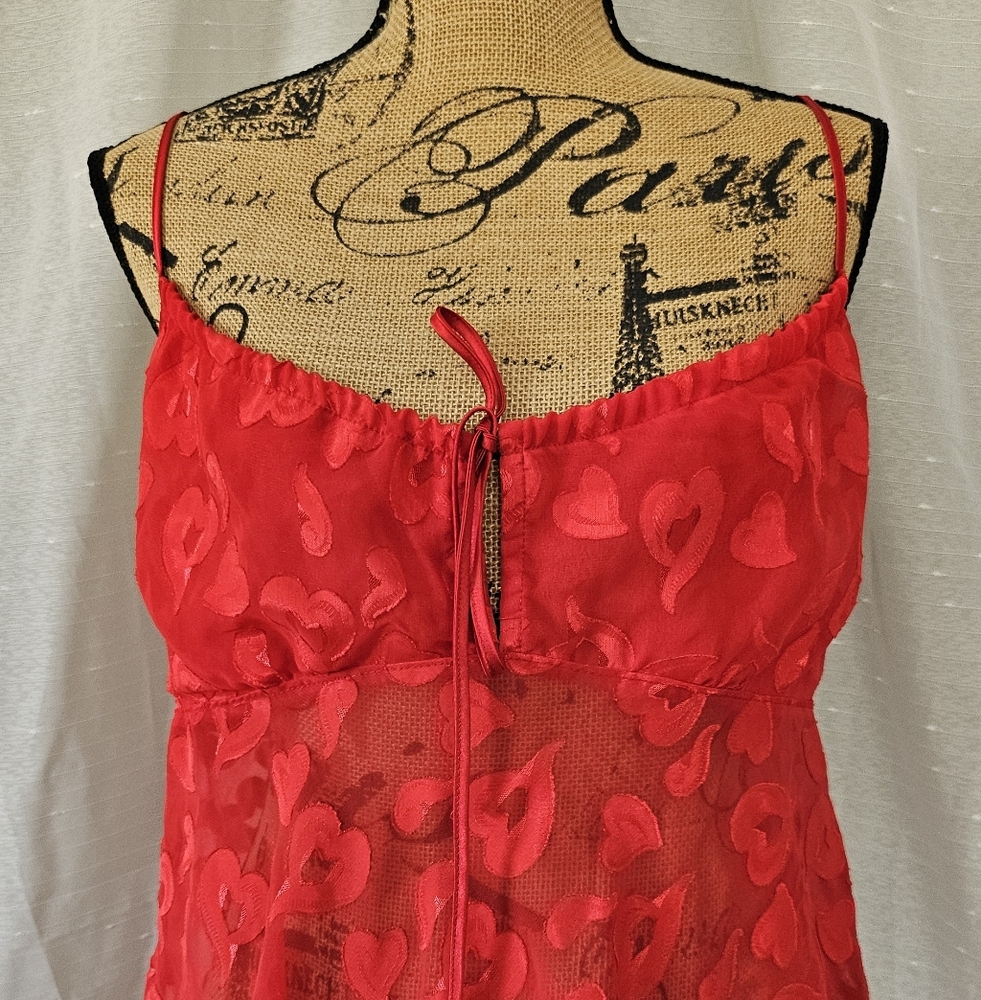 Vintage Intimate Style Lingerie Slip Dress With Hearts Size Large - Picture 4 of 7